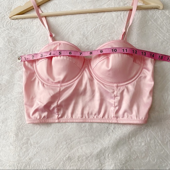Pink Satin Cropped Bustier Top - Picture 3 of 9